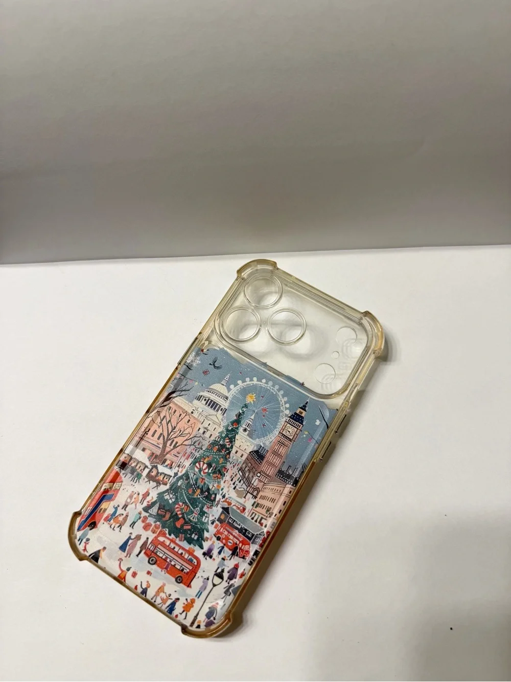 Clear Protective Phone 15 Pro Case with London Holiday Scene - Transparent